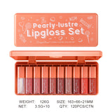 Complete Your Look with This 10-Piece Cute Orange Shimmer Lipstick and Lip Gloss Set Make Up