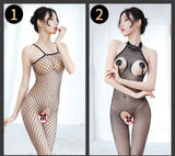 Lingerie Sexy Open-End Dew-Proof Paixão Terno Transparente Tentação Sexy Meias Malha Bodysuit Uniforme