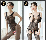Sexy Lingerie Open-End Dew-Proof Passion Suit Transparent Temptation Sexy Stockings Mesh Bodysuit Uniform