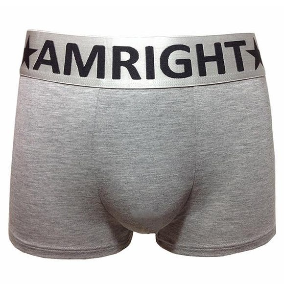 Brand Am Right Men's Underwear Shorties 5cm Wide Belt Back Traceless Boy's Shorts Panties Boxers Briefs Underwear  Grey