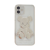 Aplicável a Iphone13pro violento Urso Transparente Caixa Do Telefone Apple 12 tridimensional galvanoplastia 11max All-Inclusive cartão Bainha