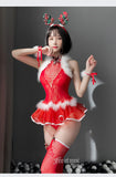 Sexy Christmas Uniform Stockings Set Large Size Passion Temptation See-through Couple Sex Product Underwear for Women